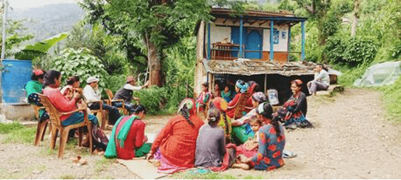 Discussion with women in the community about menstrual hygiene and chhaupadi practices