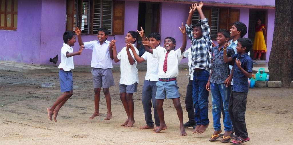 Boys playing in SDA School in South India