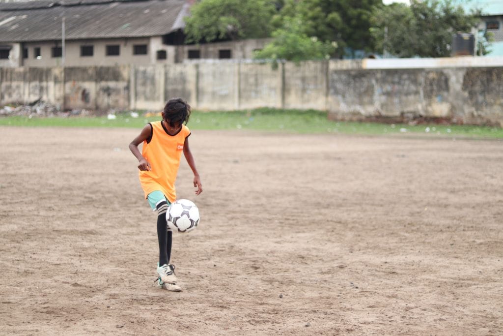 Football session in Chennai slum