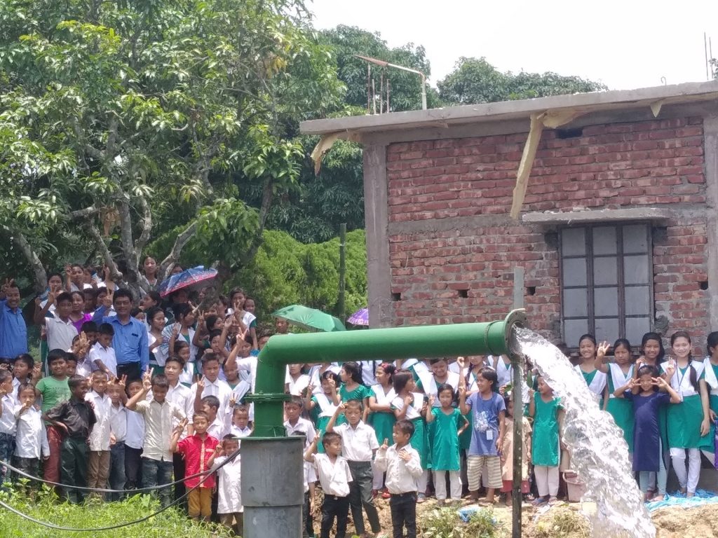 Water flowing at the school