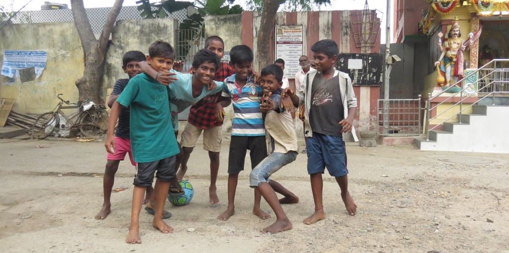 Boys on the street in Chennai slum