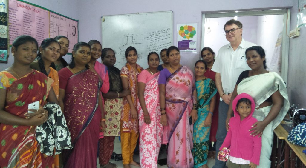 Program Manager Patrick with students in Chennai